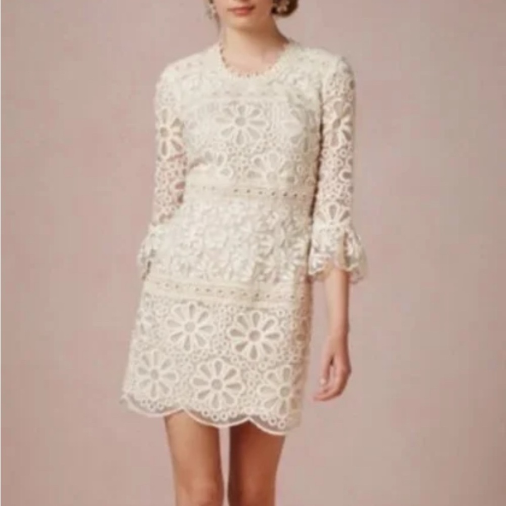 Anna Sui Cream Floral Lace Dress